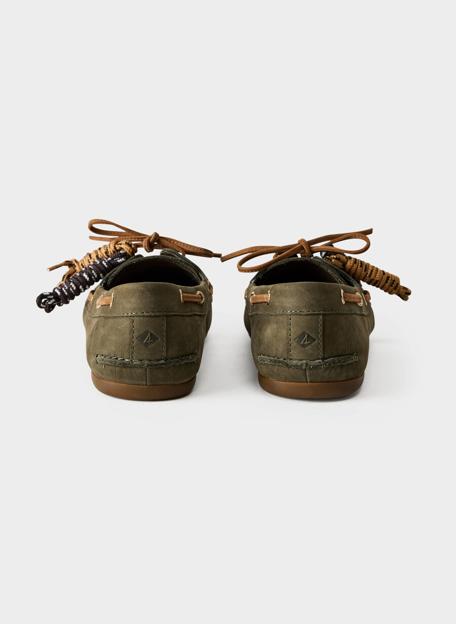 scarpa da barca sperry x aritzia slim - pelle nabuk dk willow green
