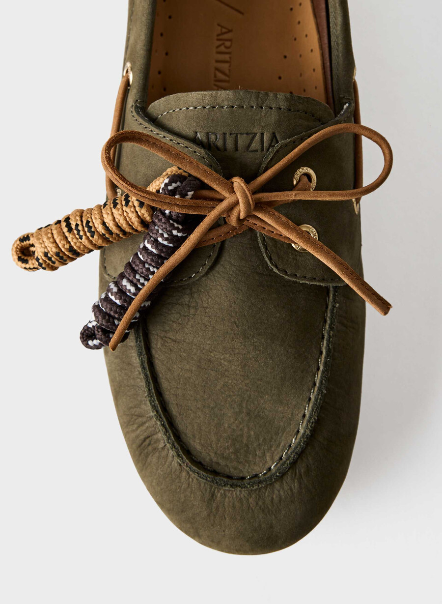 scarpa da barca sperry x aritzia slim - pelle nabuk dk willow green
