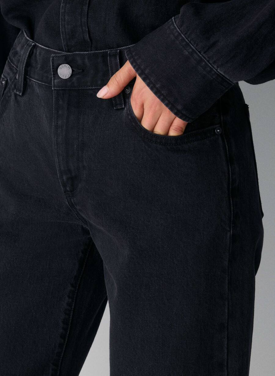 denim forum the farrah lo-rise wide jean eyeliner nero