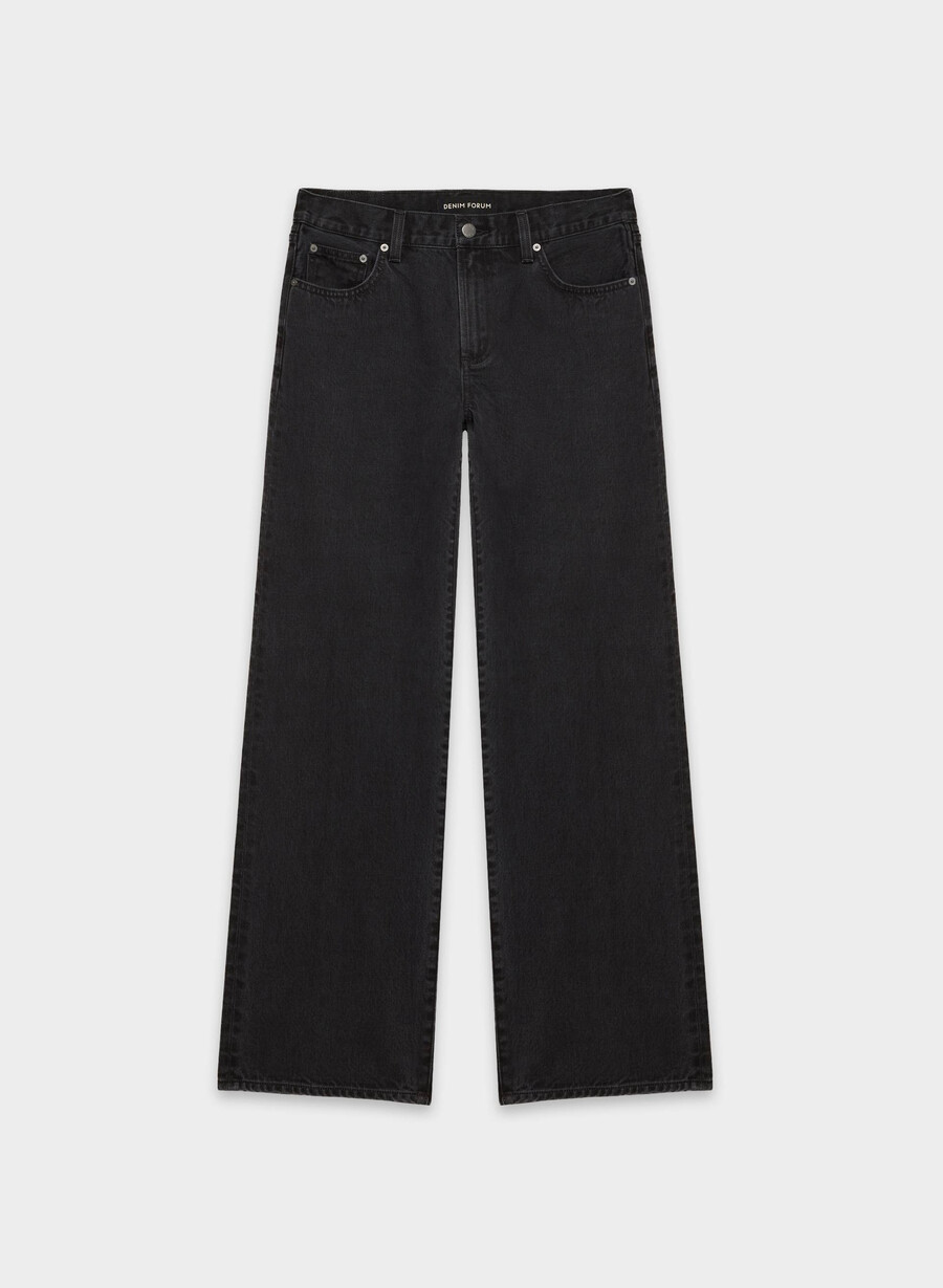 denim forum the farrah lo-rise wide jean eyeliner nero