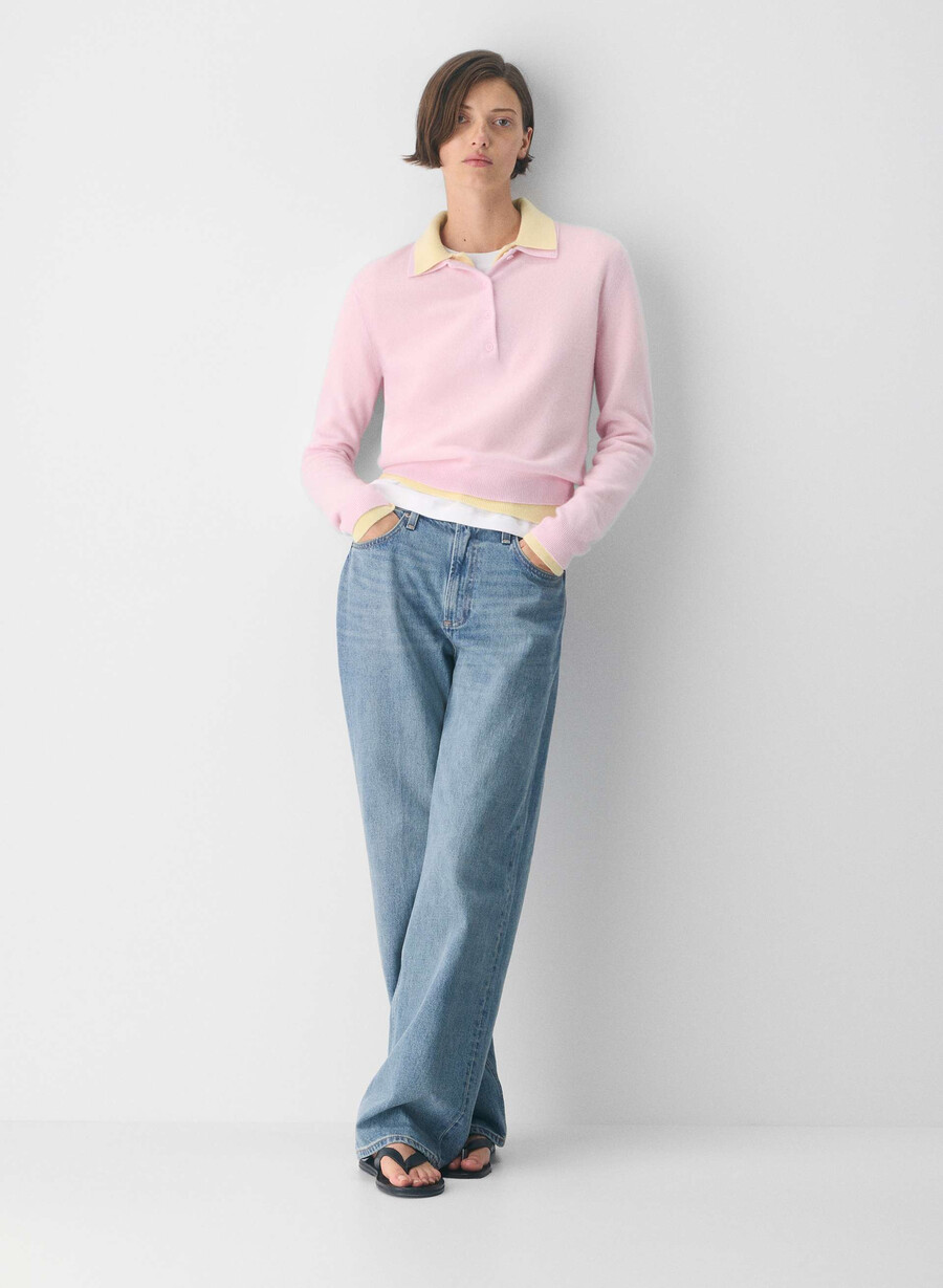 polo a maniche lunghe bare cashmere provenance villa pink