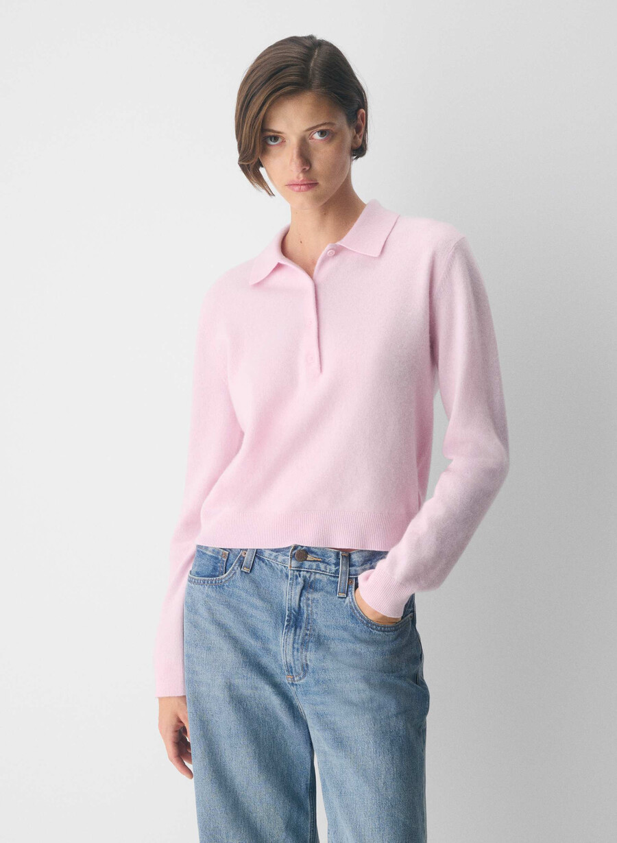 polo a maniche lunghe bare cashmere provenance villa pink