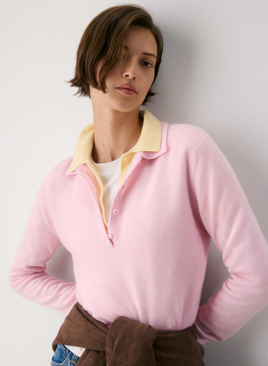 polo a maniche lunghe bare cashmere provenance villa pink