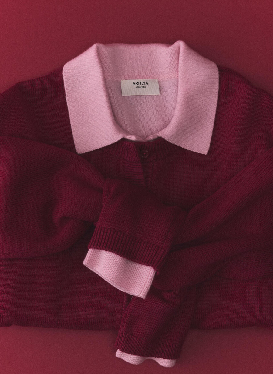 polo a maniche lunghe bare cashmere provenance villa pink