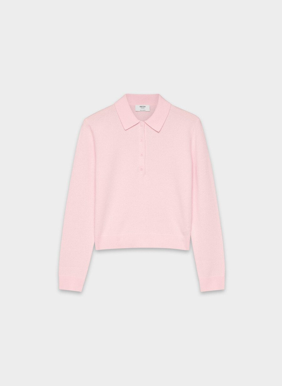 polo a maniche lunghe bare cashmere provenance villa pink