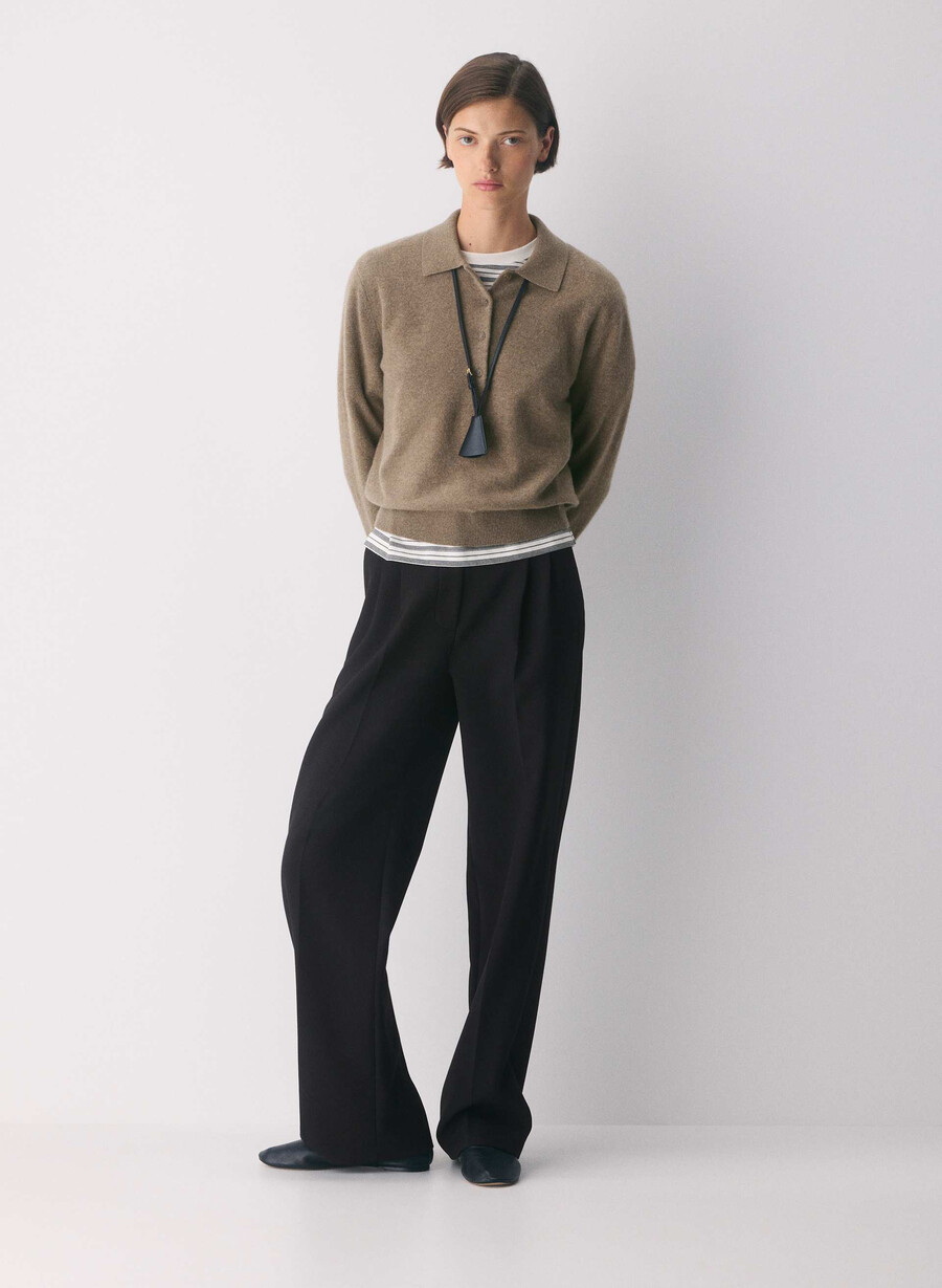 polo a maniche lunghe bare cashmere provenance heather folio brown