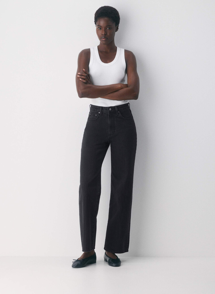 denim forum the farrah curve-fit hi-rise wide jean eyeliner nero