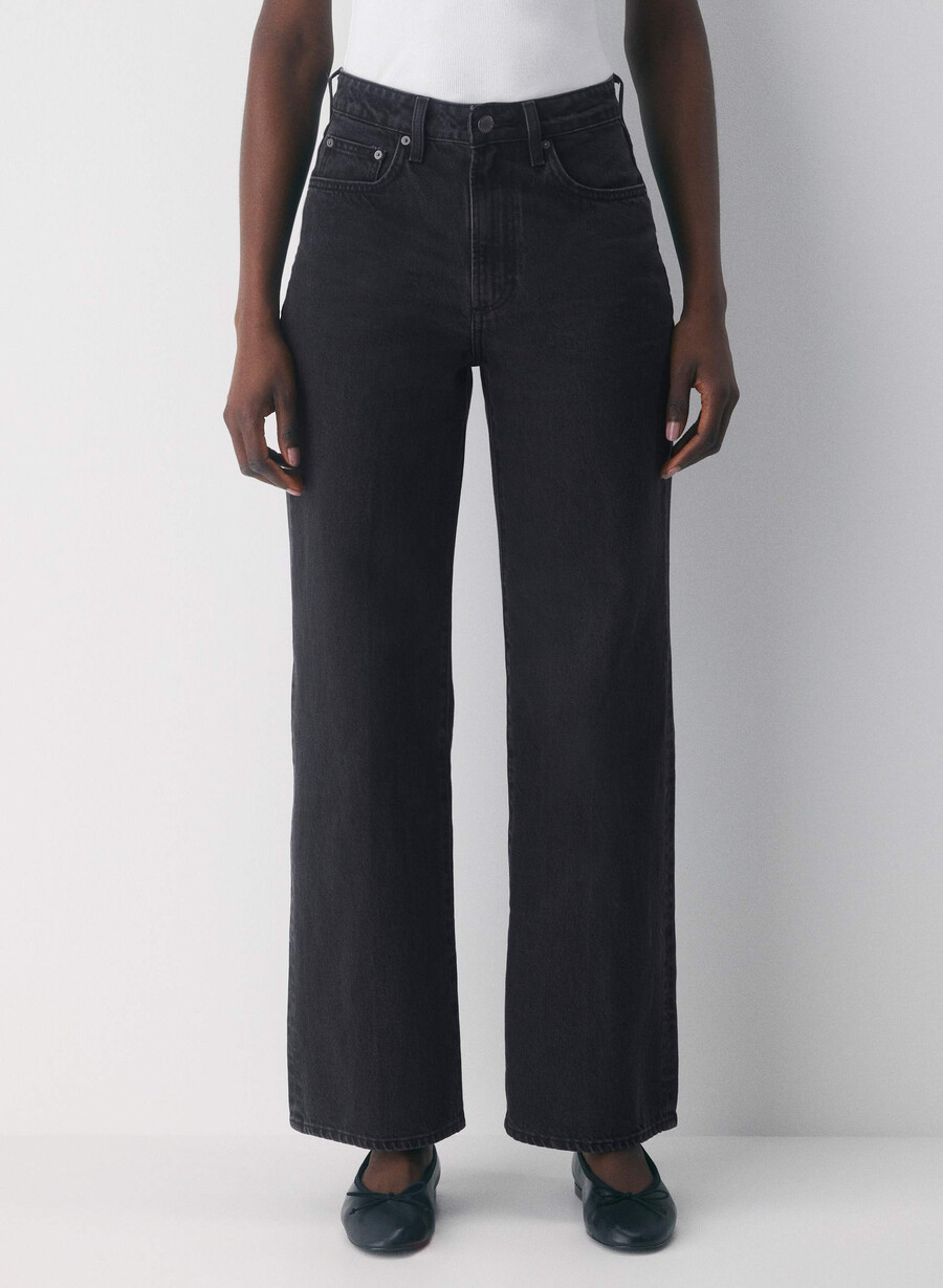 denim forum the farrah curve-fit hi-rise wide jean eyeliner nero