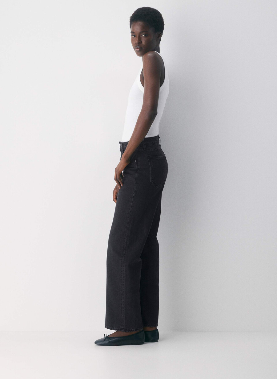 denim forum the farrah curve-fit hi-rise wide jean eyeliner nero