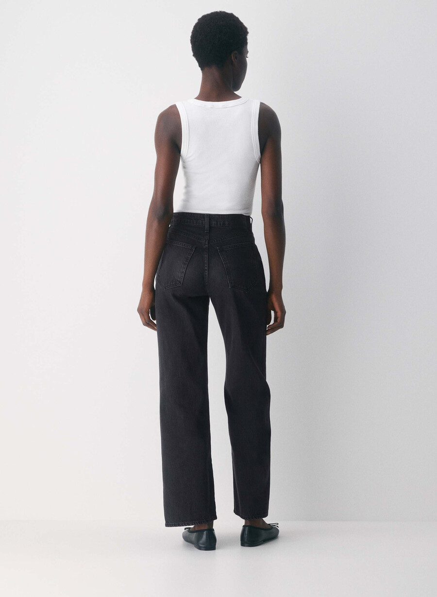 denim forum the farrah curve-fit hi-rise wide jean eyeliner nero