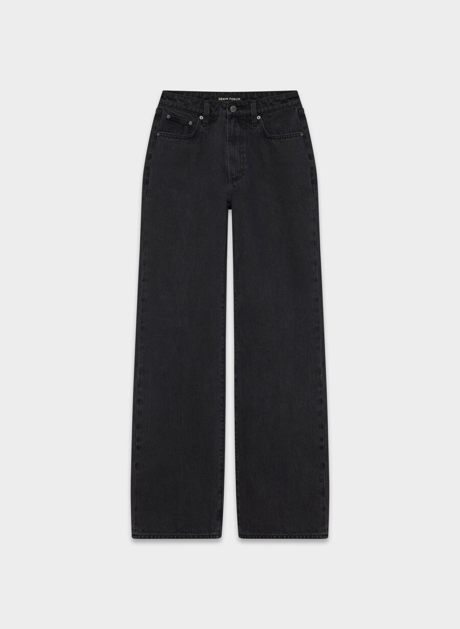 denim forum the farrah curve-fit hi-rise wide jean eyeliner nero