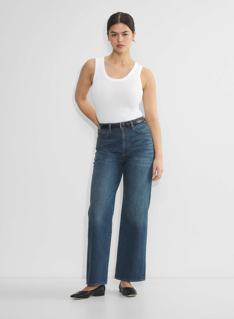 denim forum i jeans farrah curve-fit hi-rise wide sono di un blu scuro