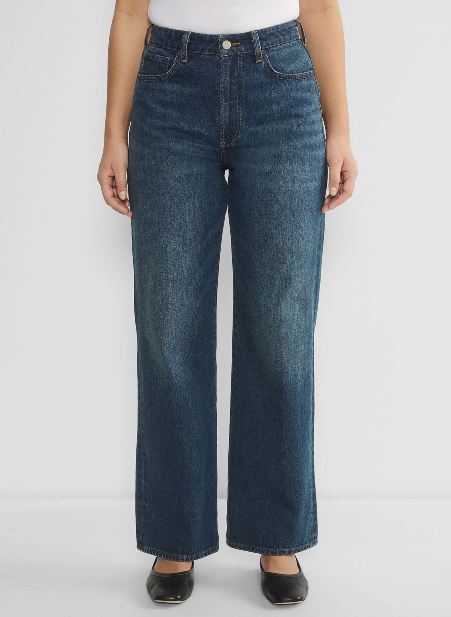 denim forum i jeans farrah curve-fit hi-rise wide sono di un blu scuro