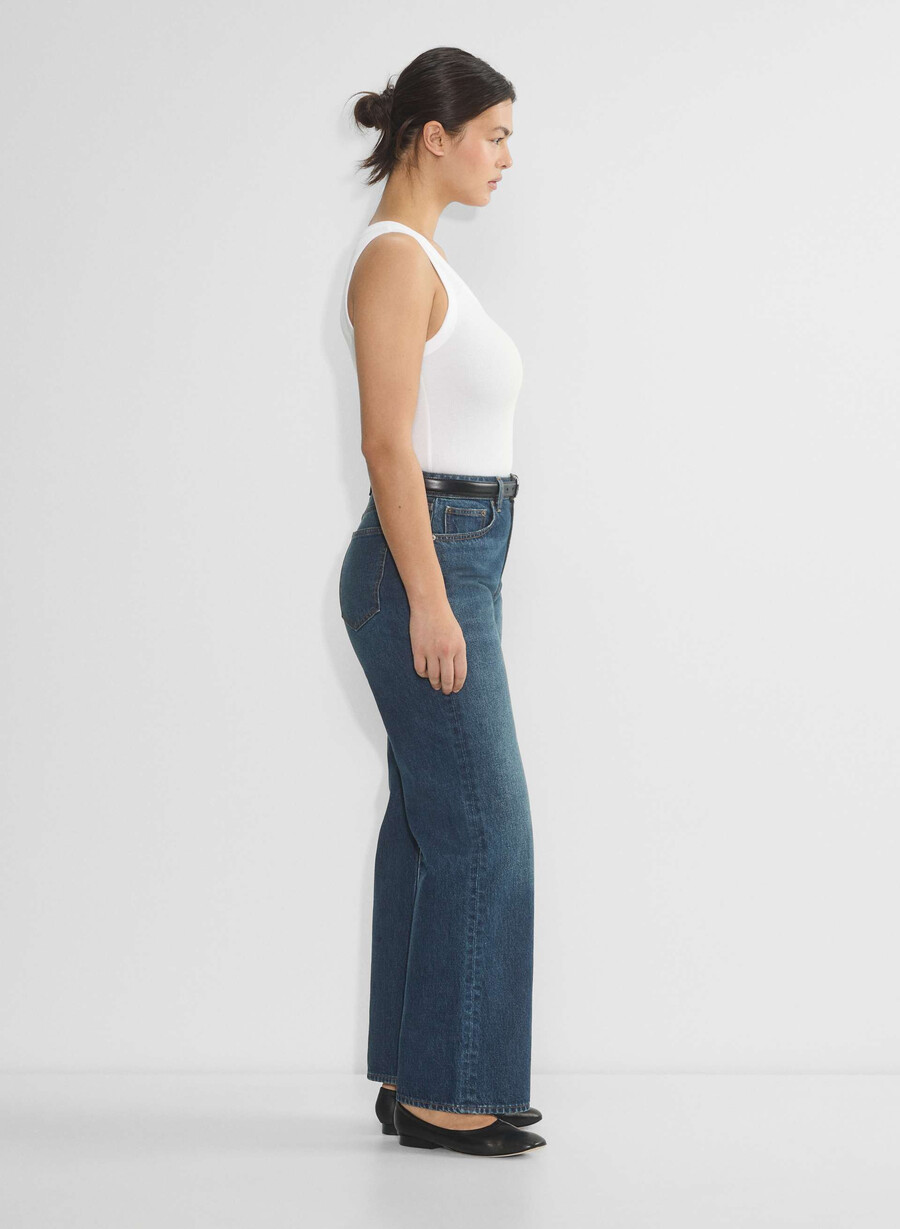 denim forum i jeans farrah curve-fit hi-rise wide sono di un blu scuro
