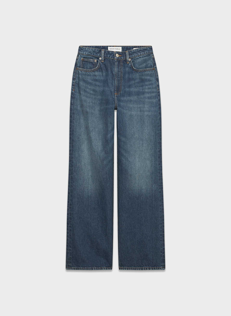 denim forum i jeans farrah curve-fit hi-rise wide sono di un blu scuro