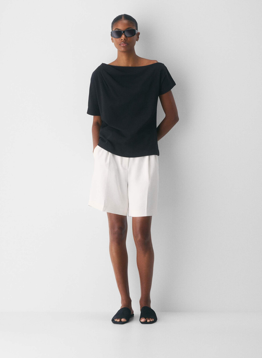 maglia in cotone interlock con scritta nero