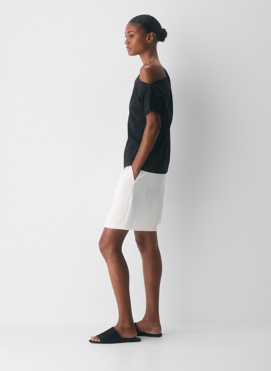 maglia in cotone interlock con scritta nero