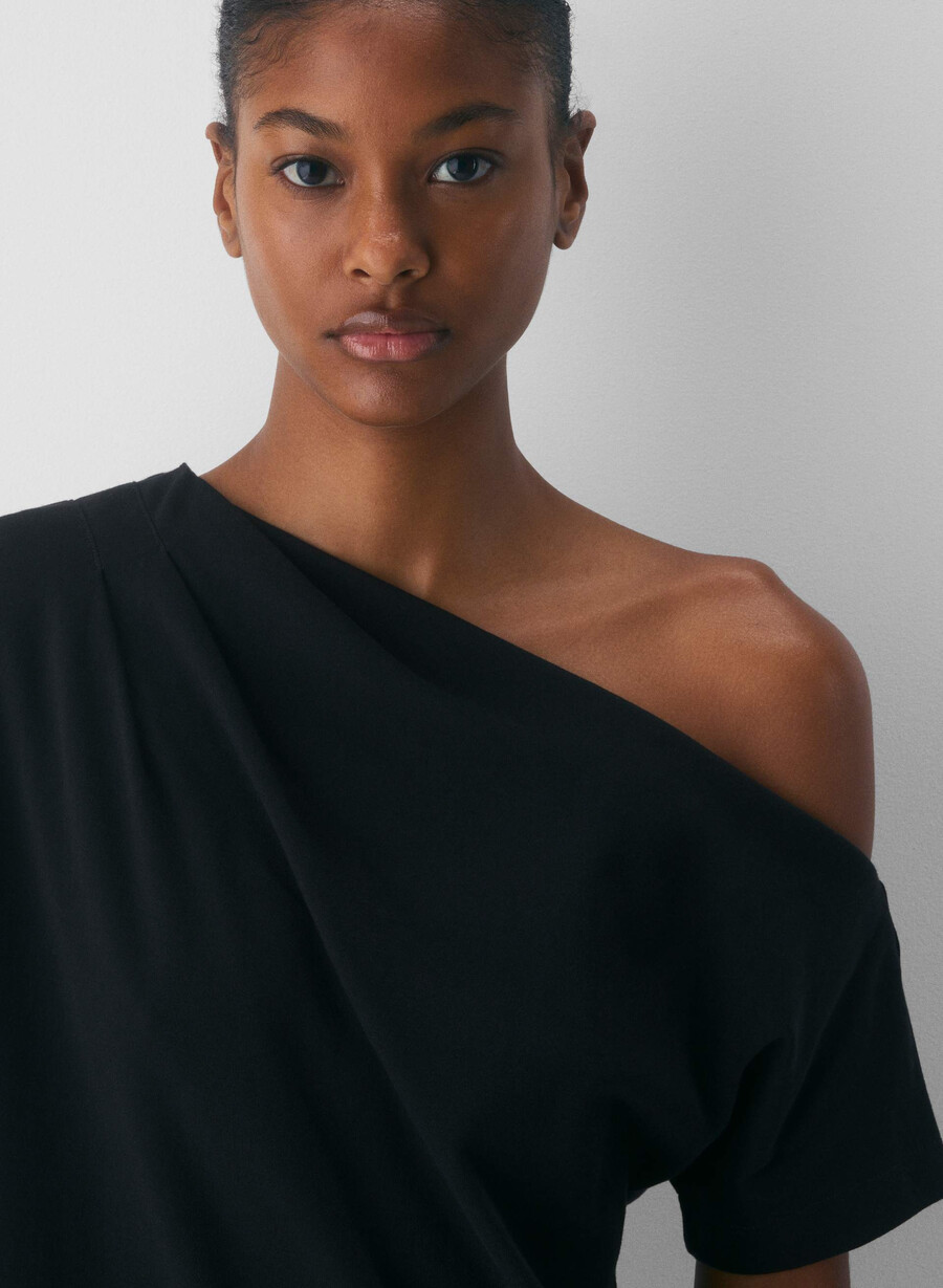maglia in cotone interlock con scritta nero