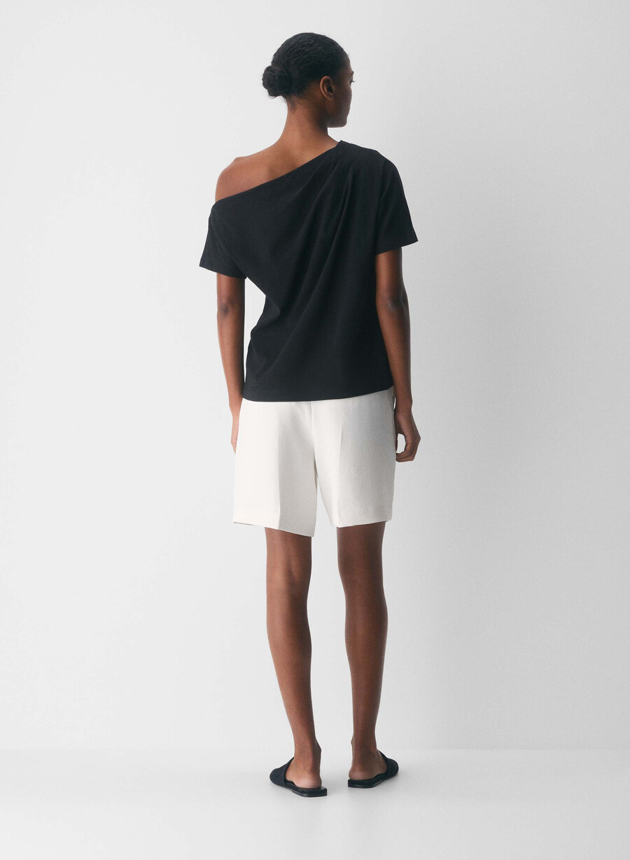 maglia in cotone interlock con scritta nero