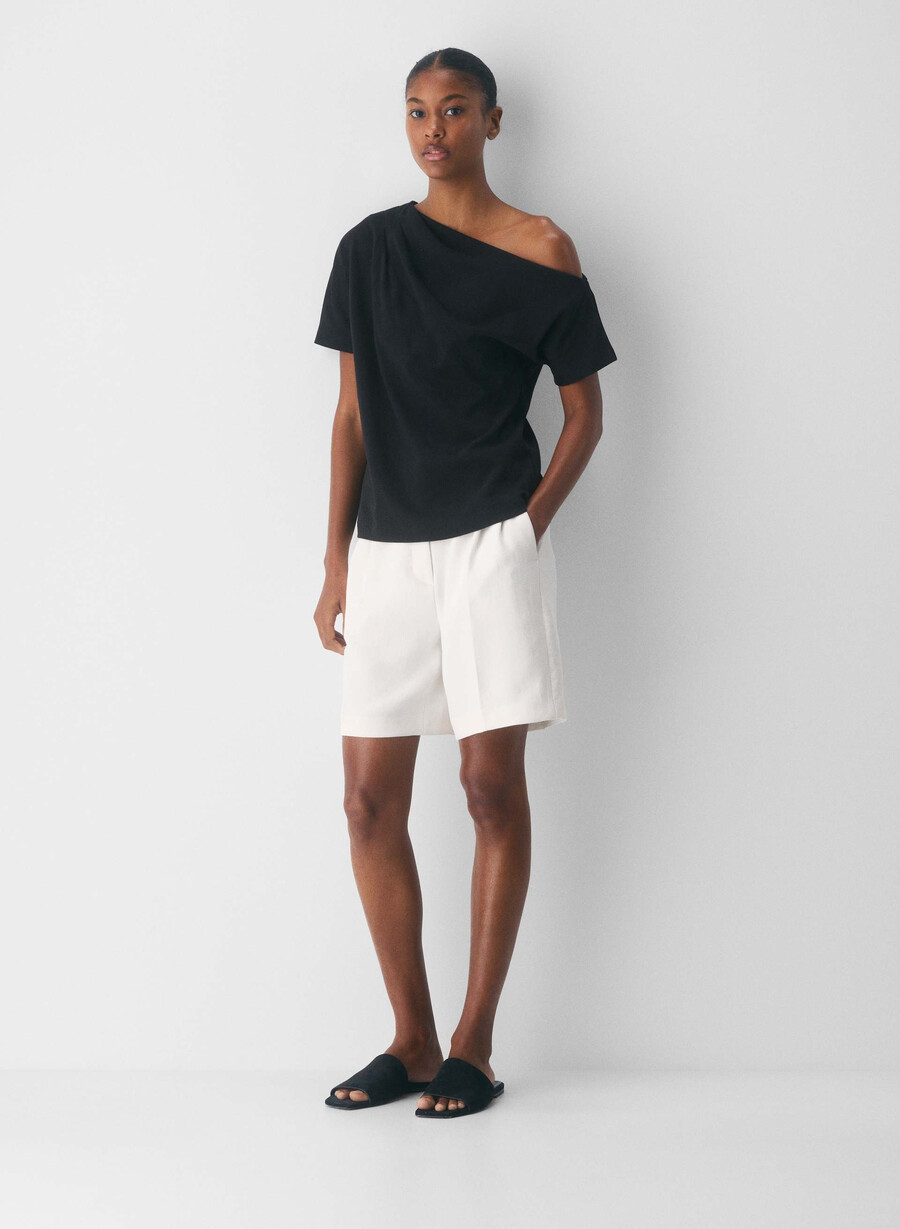maglia in cotone interlock con scritta nero