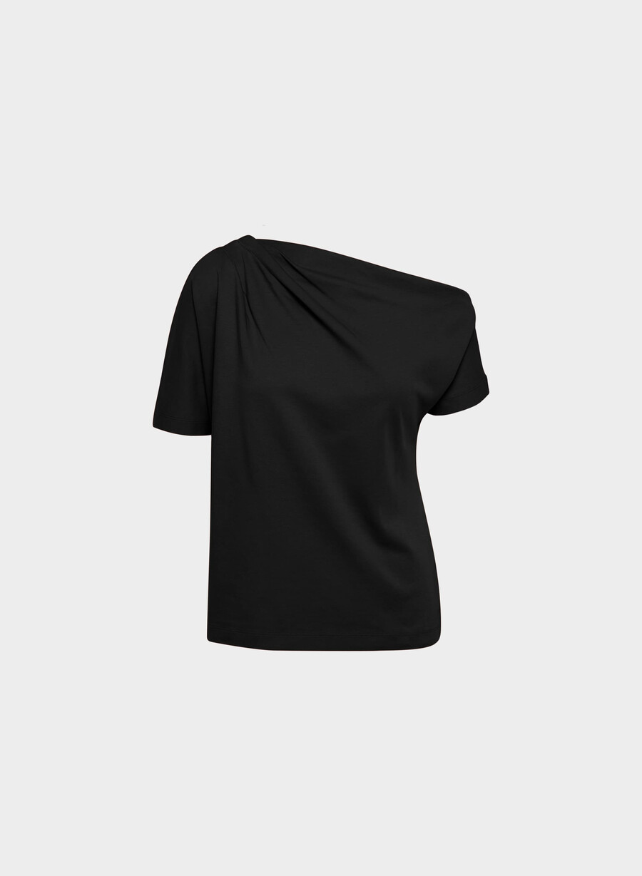 maglia in cotone interlock con scritta nero