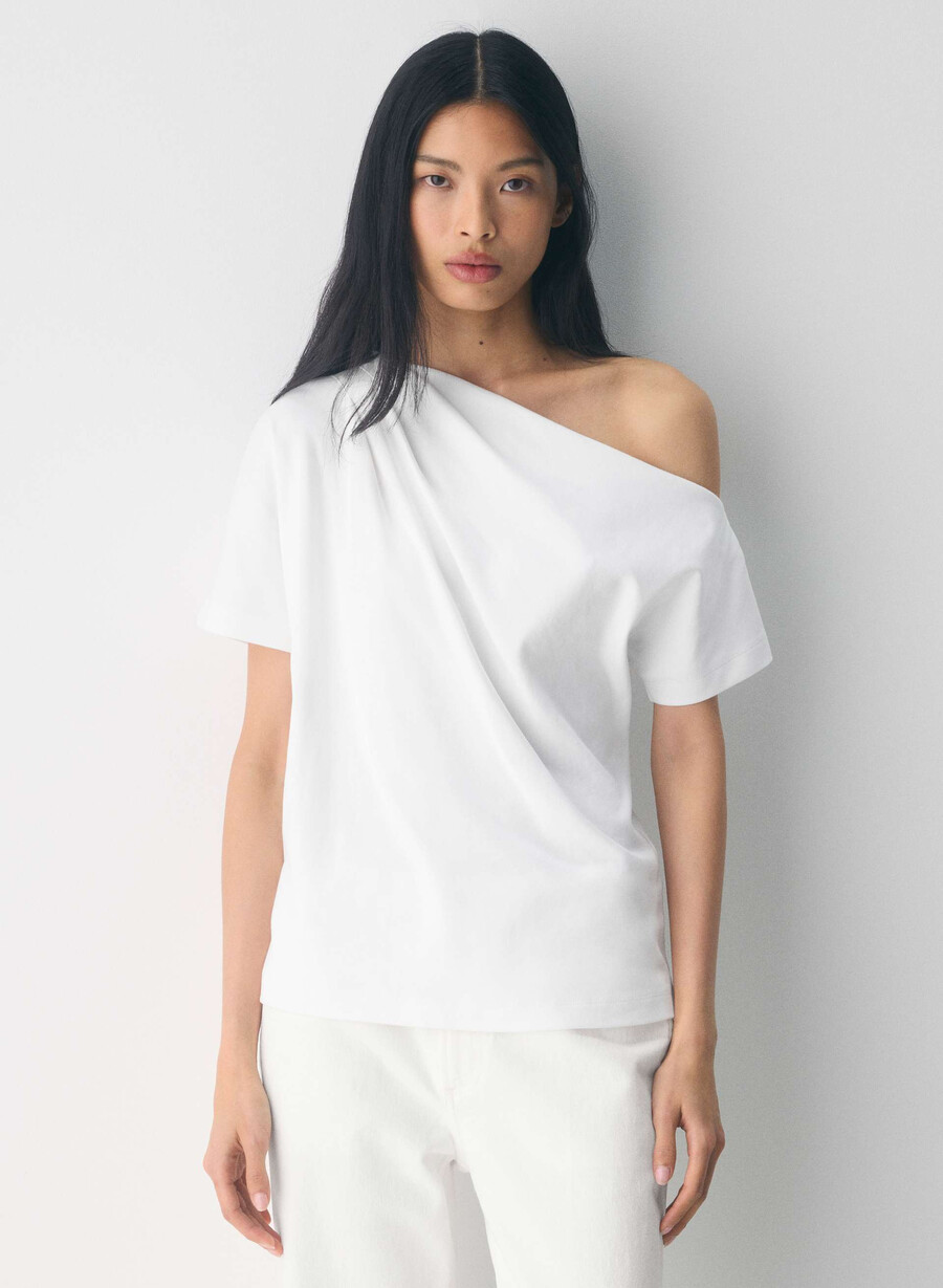 maglia in cotone interlock con scritta bianca