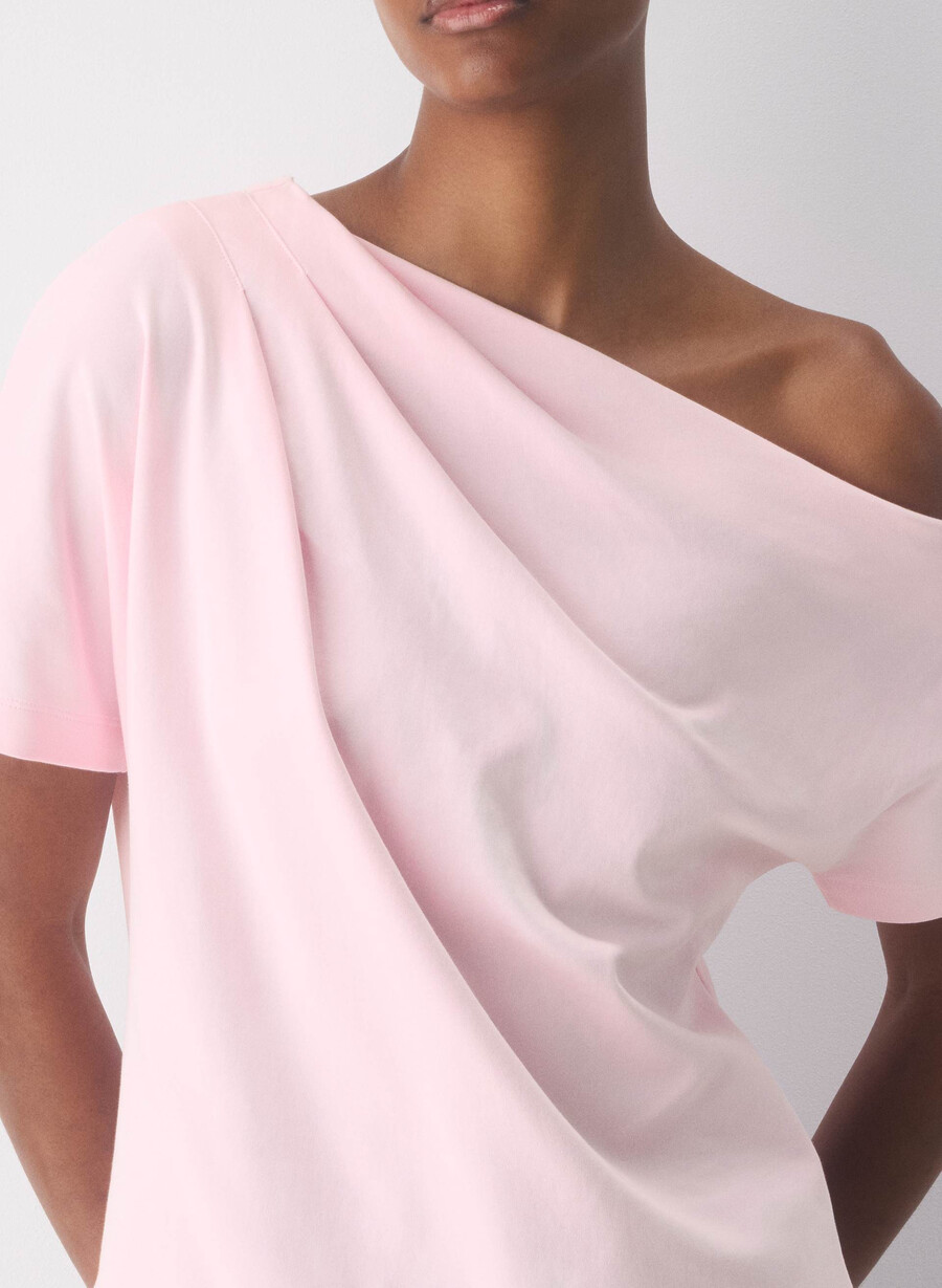 top in cotone interlock con scritta villa pink