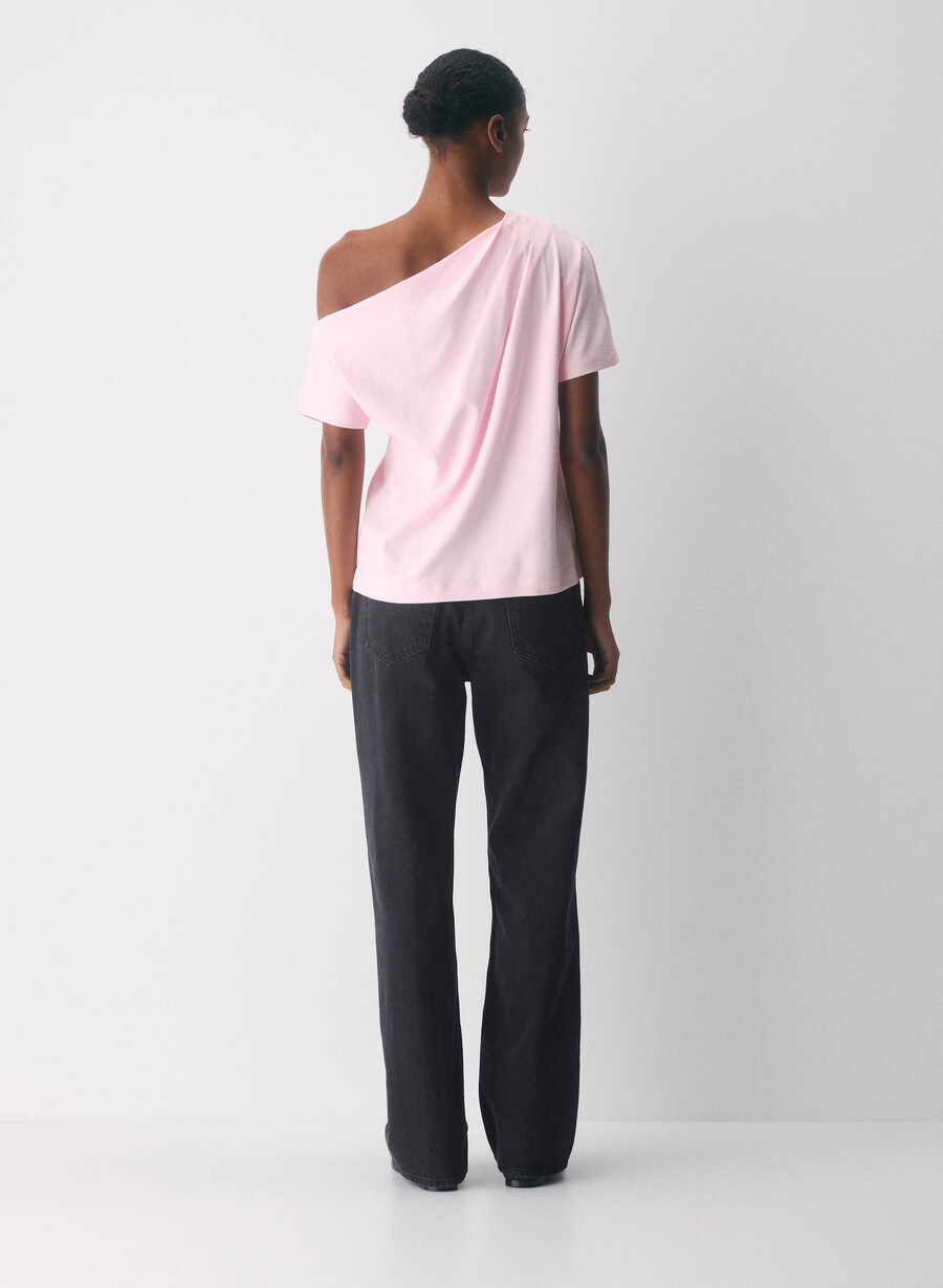 top in cotone interlock con scritta villa pink