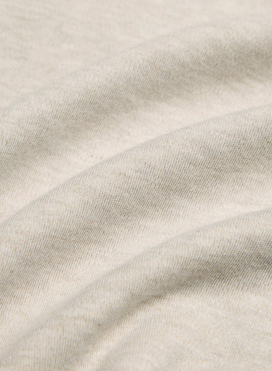top in cotone interlock con scritta heather ecru