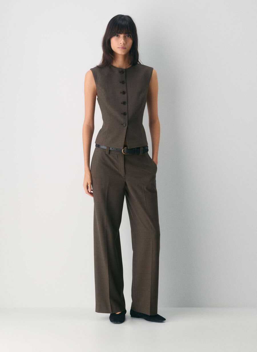 pantalone seville - twill merle chk cl tph ch