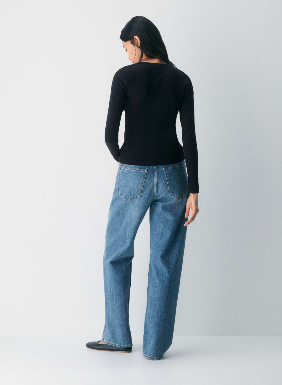 homestretch rib syncopation button-up nero