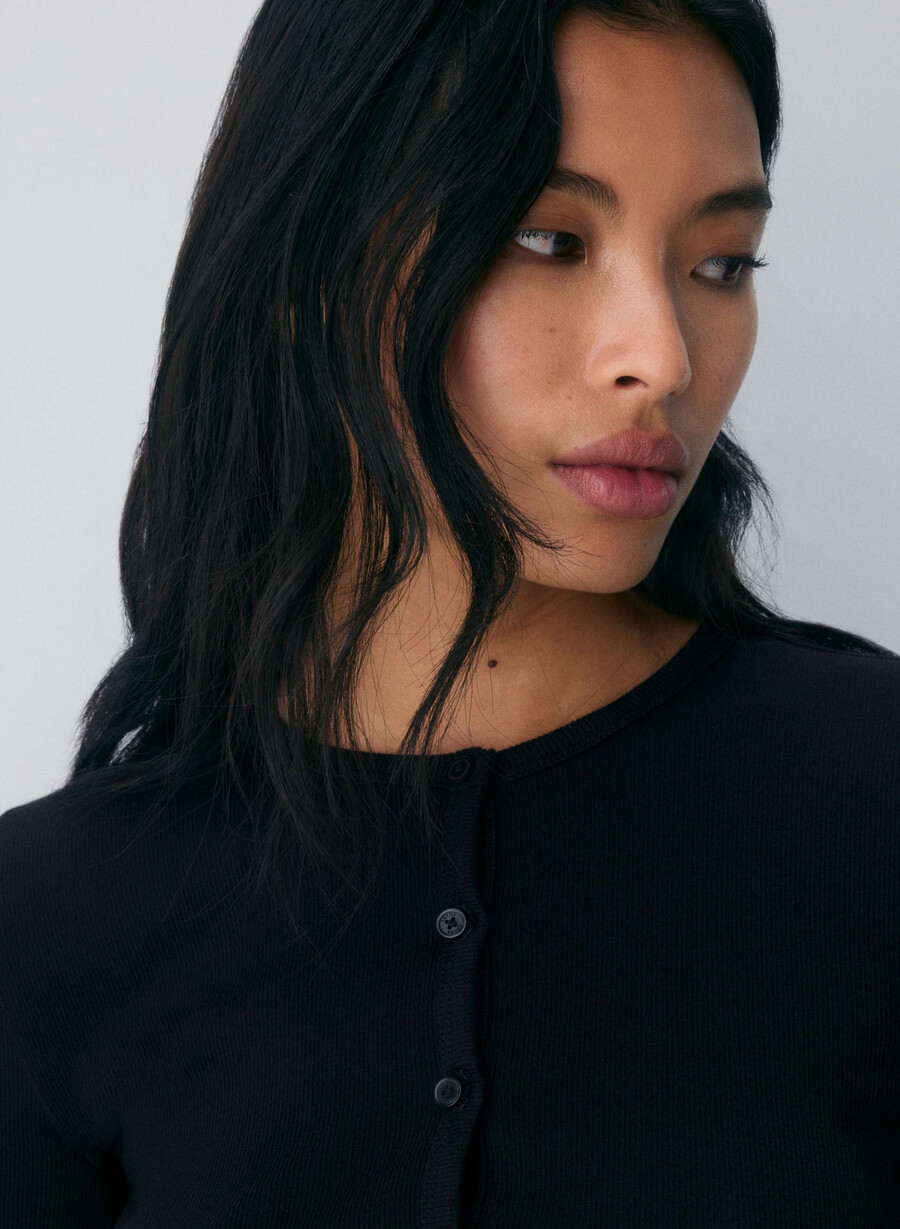 homestretch rib syncopation button-up nero