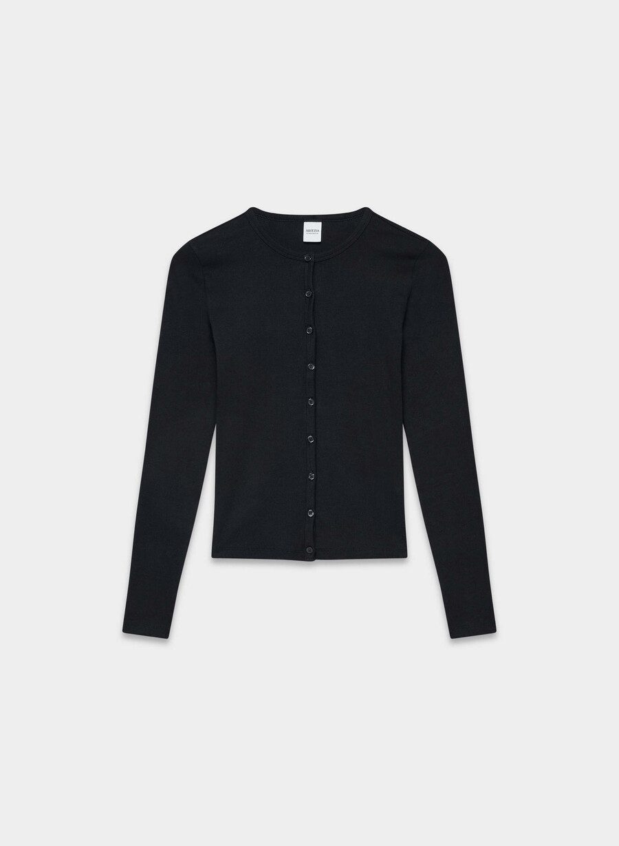 homestretch rib syncopation button-up nero