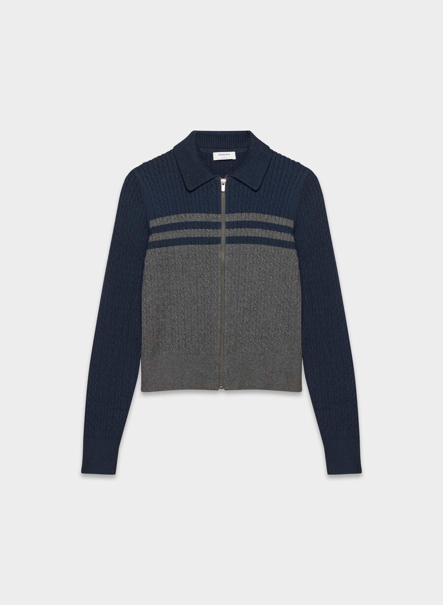 cotton charm meadow zip-up hthr chrcl admiral