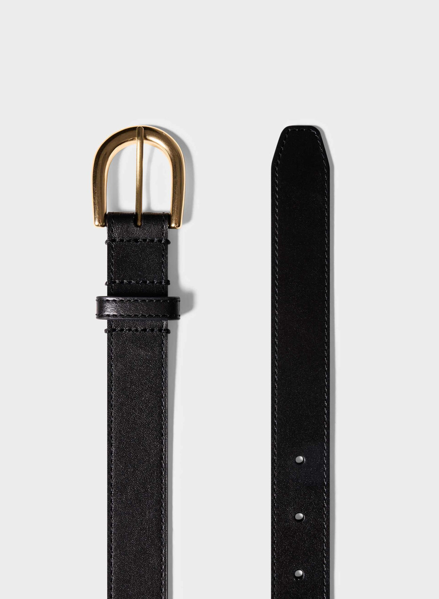 cintura in pelle con inserti in ottone massiccio nerooro