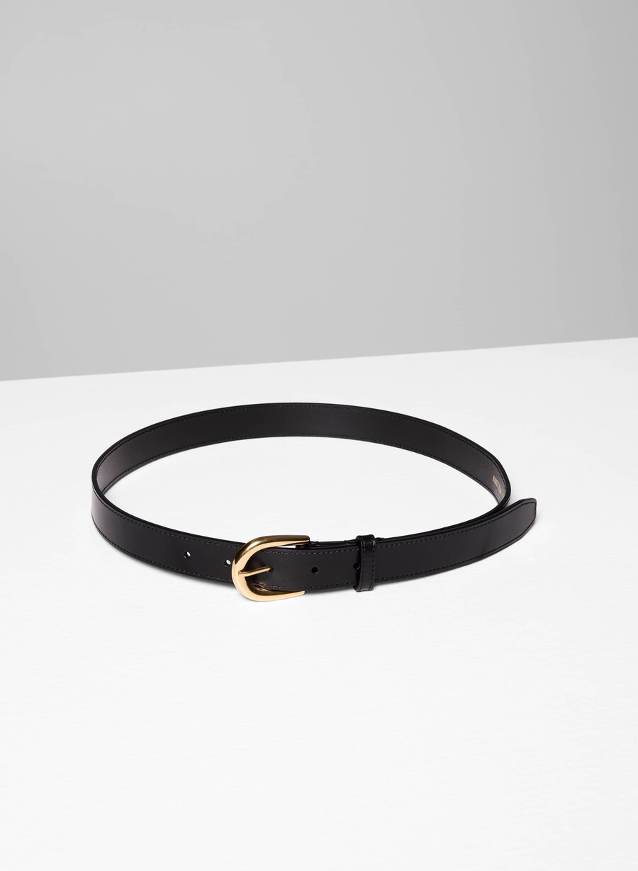 cintura in pelle con inserti in ottone massiccio nerooro