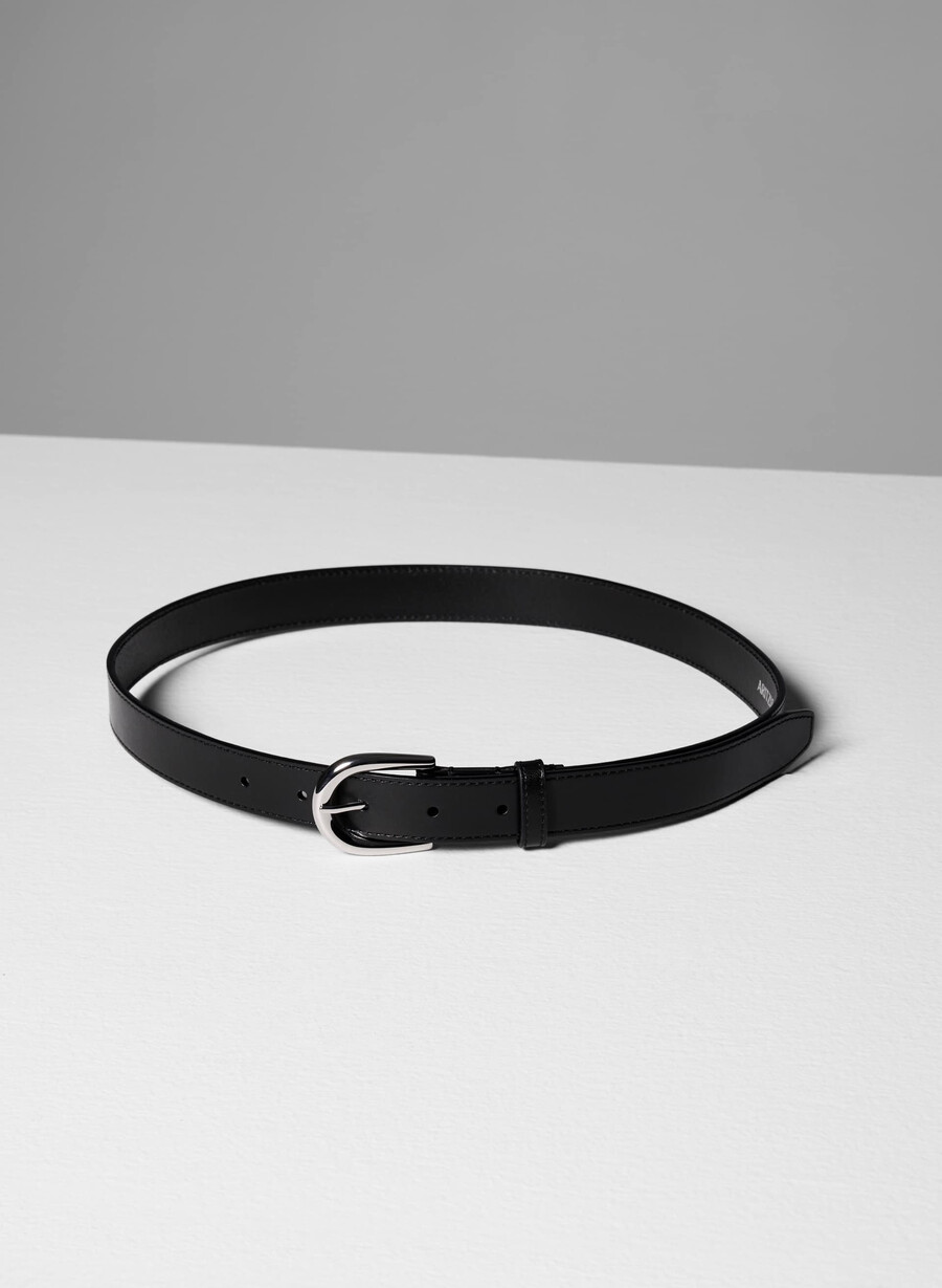 cintura in pelle con inserti in ottone massiccio neroargento