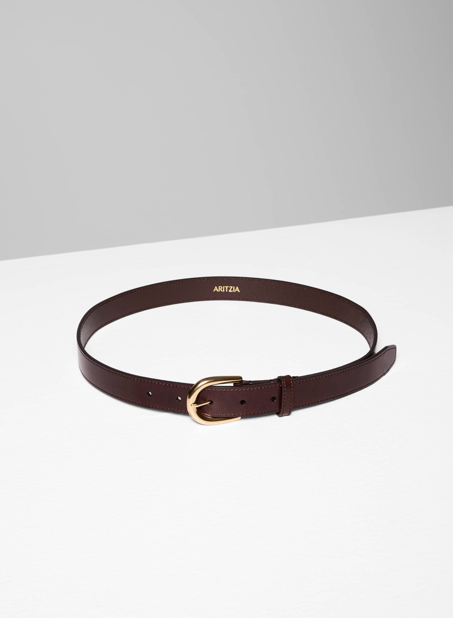 cintura in pelle con accenti in ottone massiccio manor marroneoro
