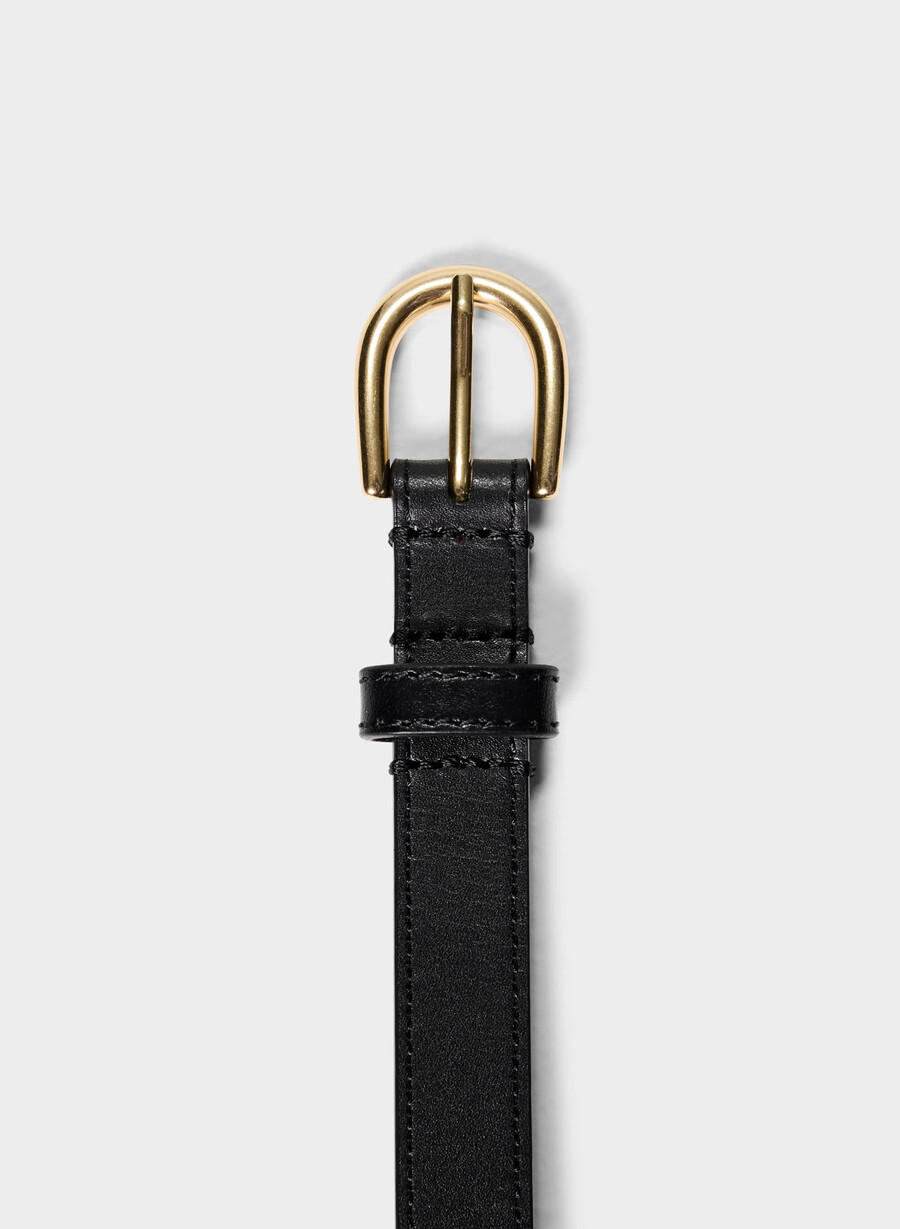 cintura sottile in pelle di ottone massiccio accent nerooro