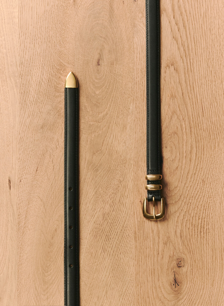 cintura sottile in pelle di ottone massiccio leggendaria neraoro