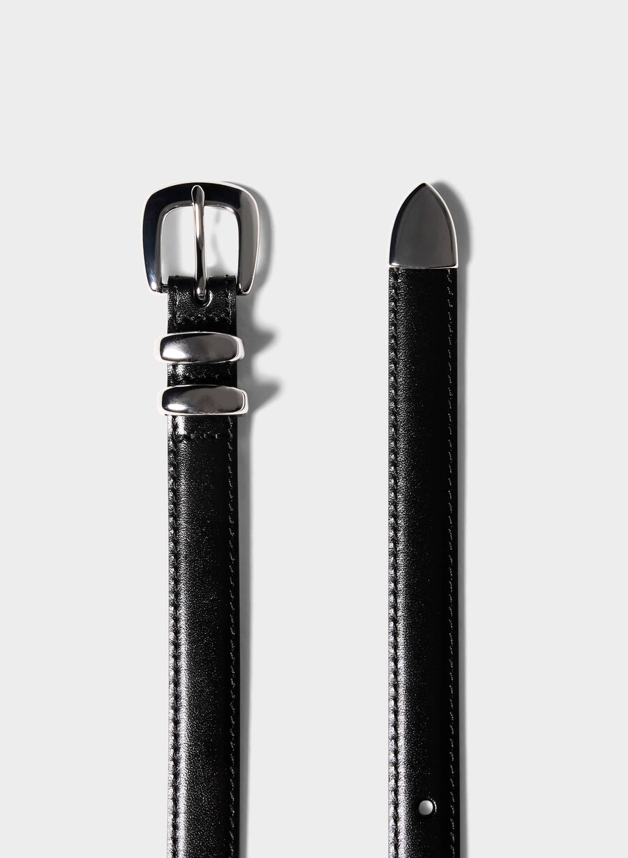 cintura sottile in pelle di ottone massiccio leggendaria neroargento