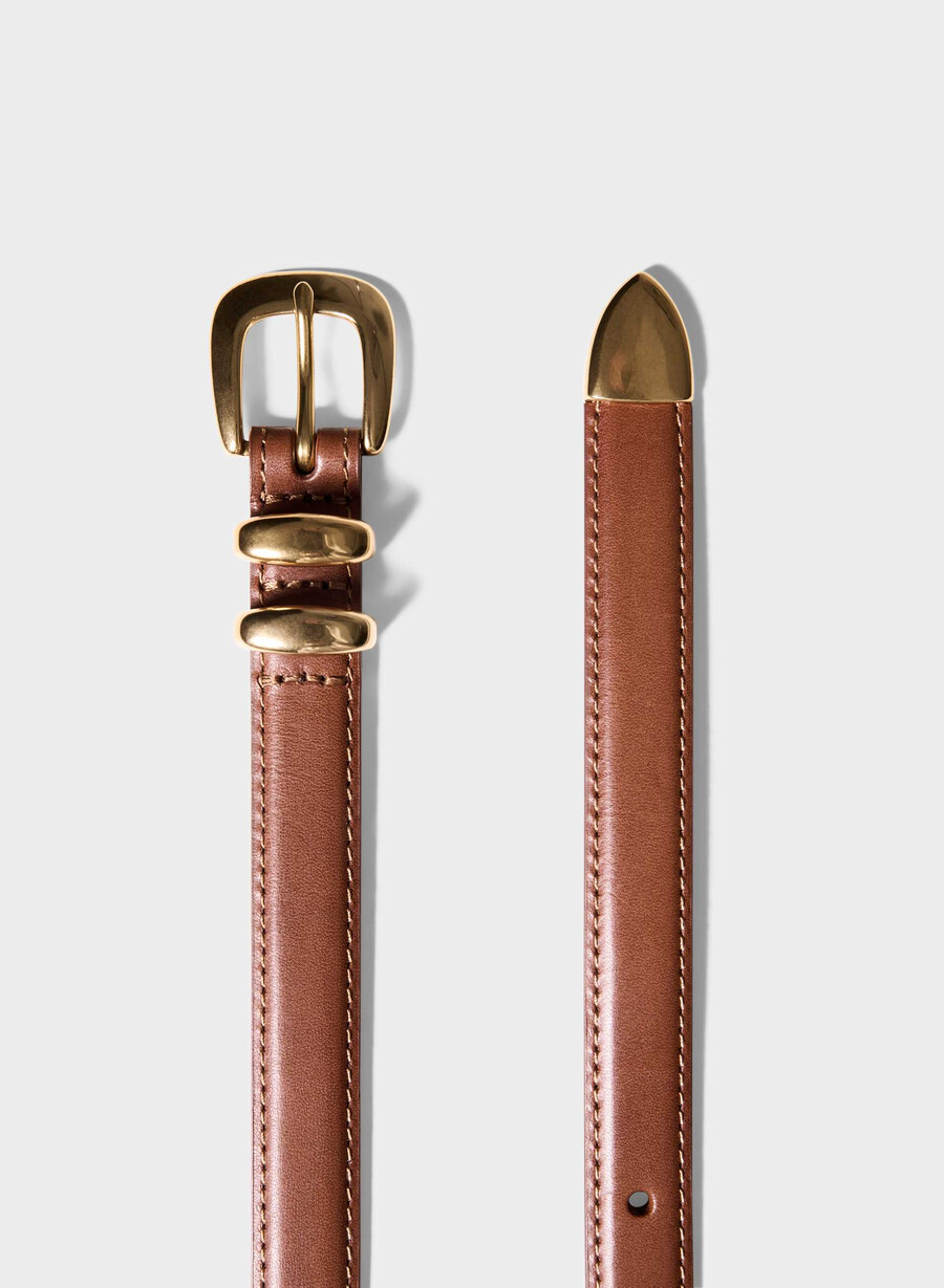 cintura sottile in pelle di ottone massiccio leggendaria marrone terra dombra grezzooro