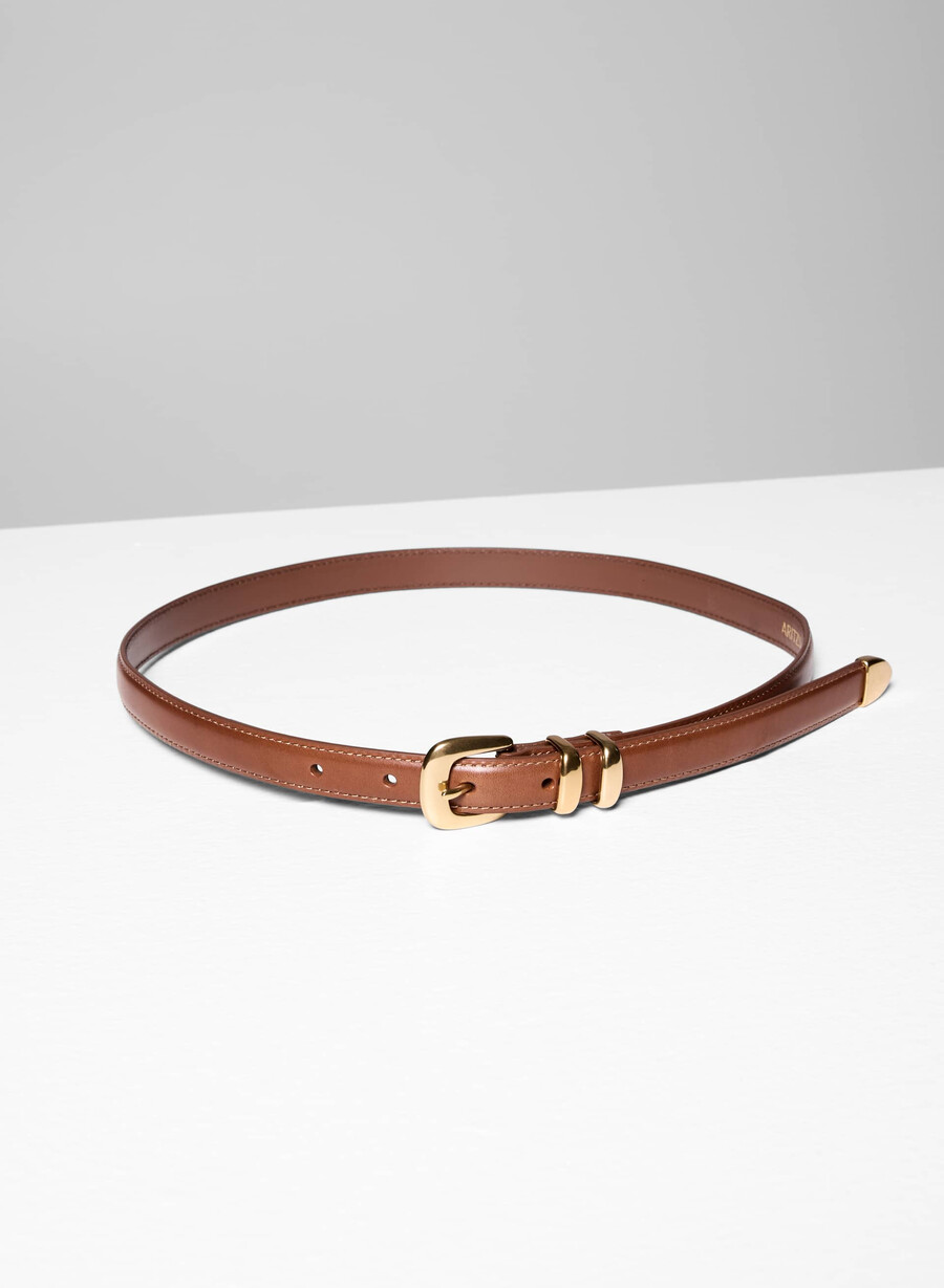 cintura sottile in pelle di ottone massiccio leggendaria marrone terra dombra grezzooro