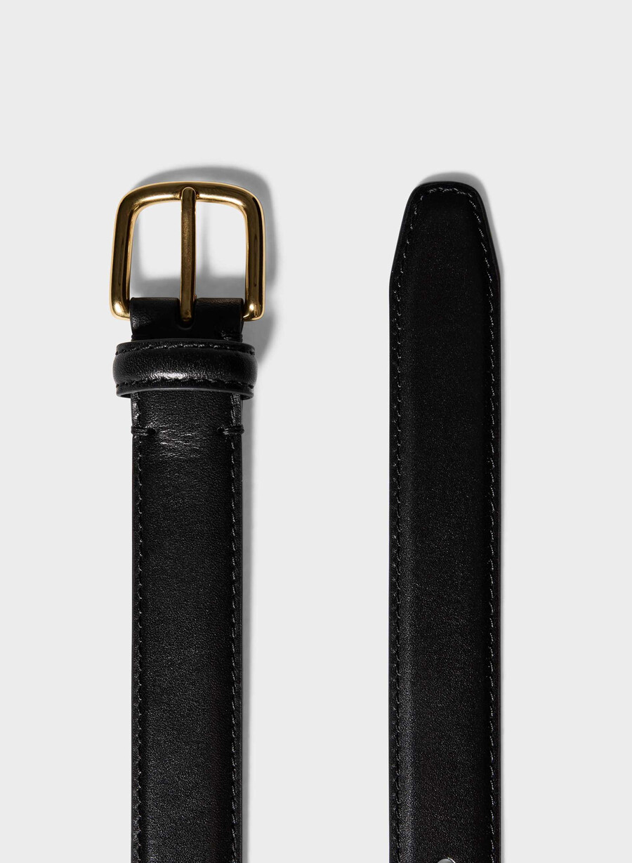 cintura in pelle essenziale in ottone massiccio nerooro