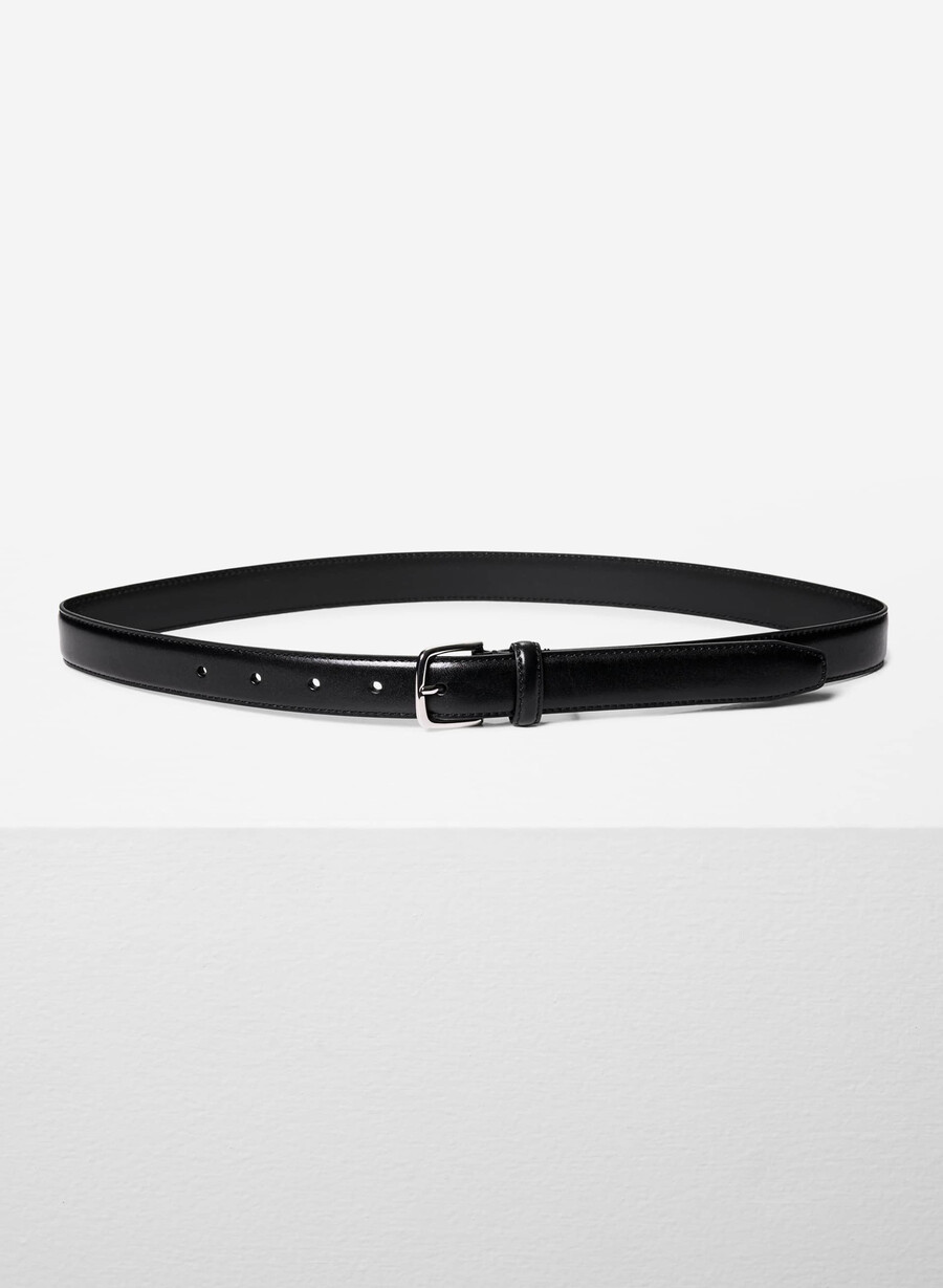 cintura in pelle essenziale in ottone massiccio neroargento