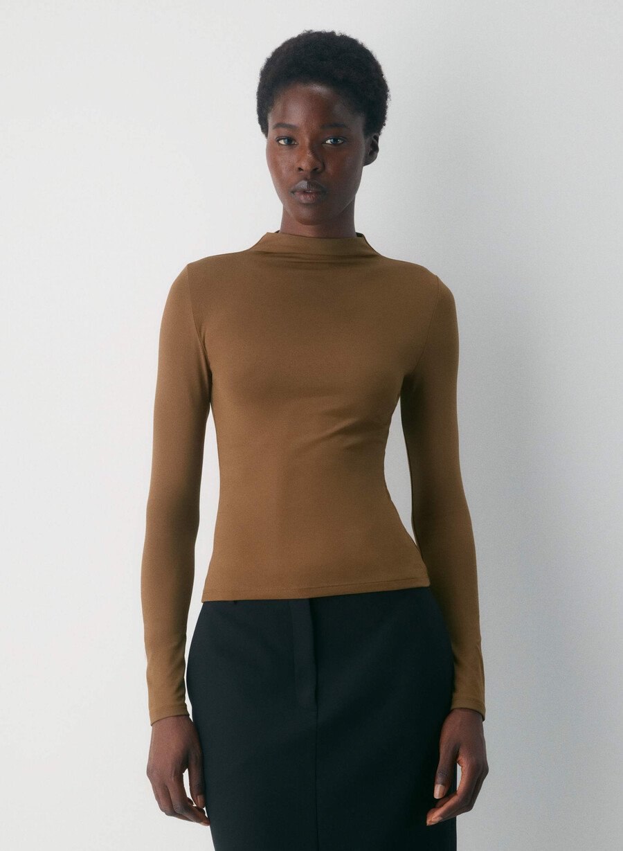 original contour lyric mockneck chocolatier brown