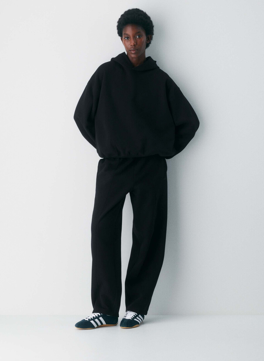 felpa con cappuccio cozy sweatfleece mega nera