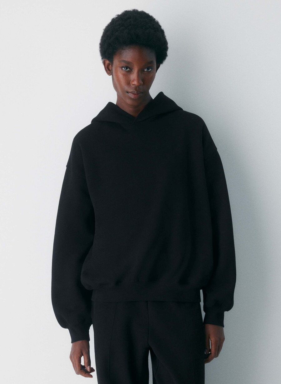 felpa con cappuccio cozy sweatfleece mega nera