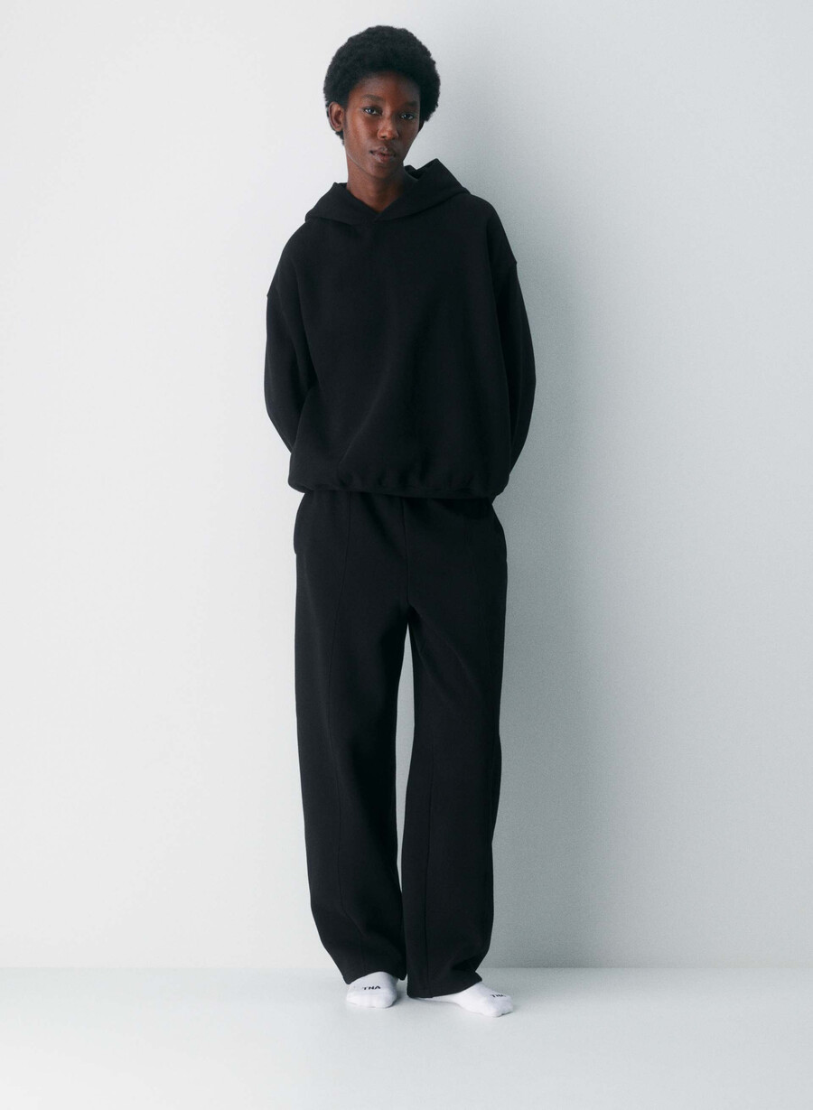 felpa con cappuccio cozy sweatfleece mega nera