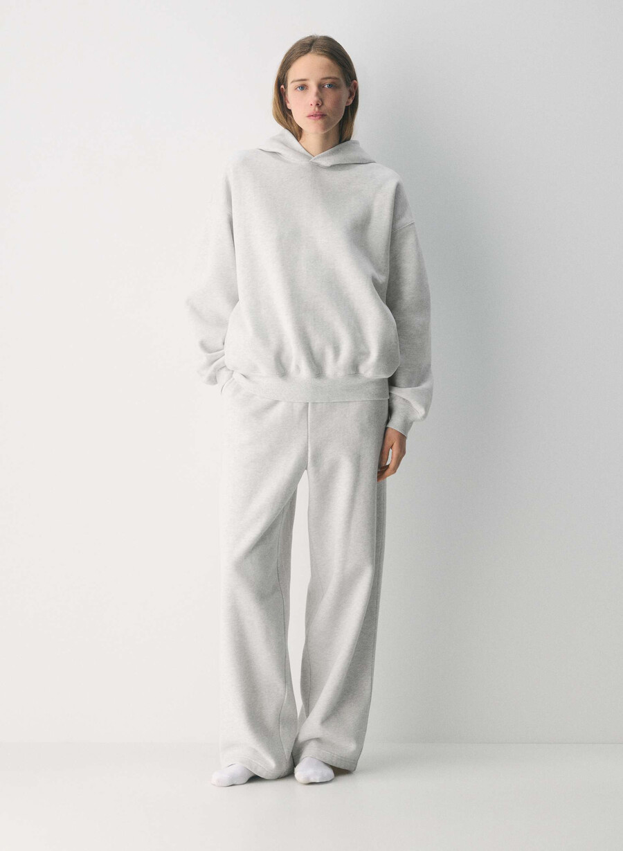 felpa con cappuccio cozy sweatfleece mega heather cloud white